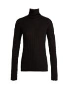 Matchesfashion.com Petar Petrov - Karen Roll Neck Ribbed Knit Wool Top - Womens - Black