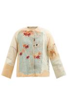 By Walid - Ilana Embroidered Vintage-silk Jacket - Womens - Light Blue