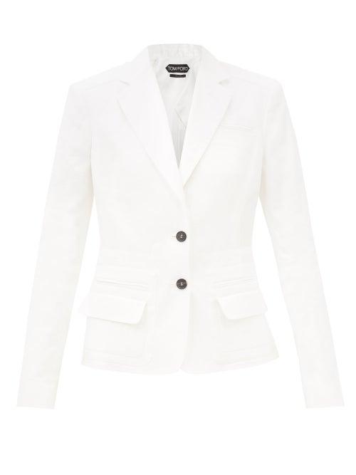 Tom Ford - Single-breasted Twill Jacket - Womens - White