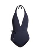 Matchesfashion.com On The Island - Hawaiki V Neck Swimsuit - Womens - Navy Multi