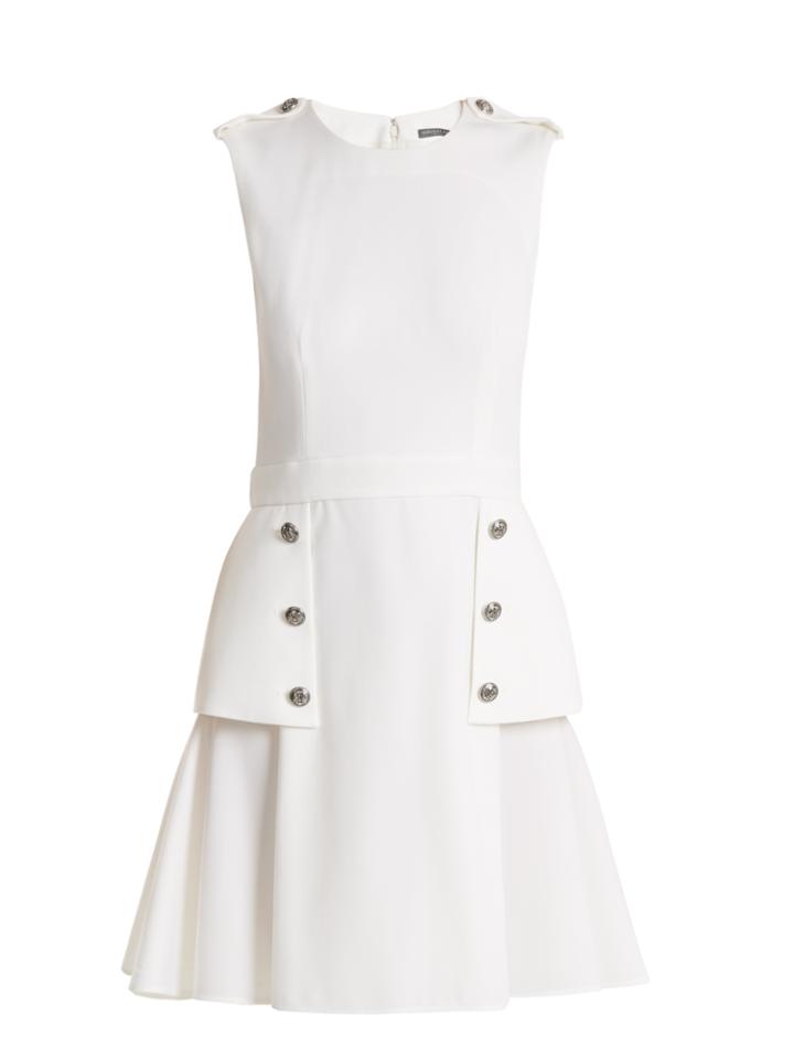 Alexander Mcqueen Sleeveless Wool Grain De Poudre Mini Dress