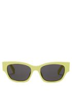 Celine Eyewear - Squared Acetate Sunglasses - Womens - Light Yellow