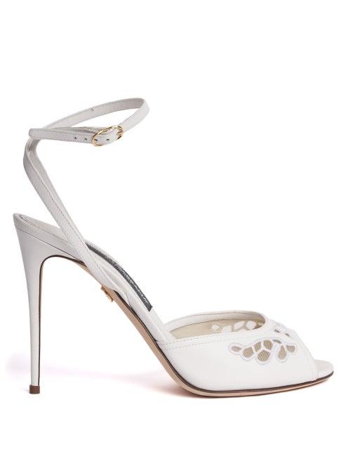 Dolce & Gabbana - Keira Broderie Anglaise Sandals - Womens - White