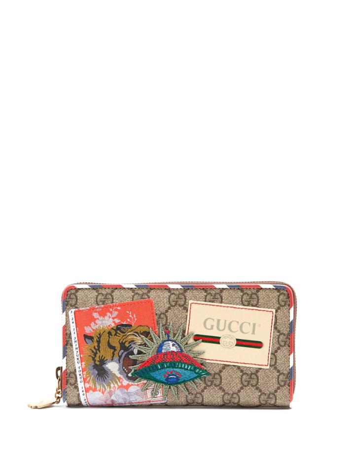 Gucci Gg Supreme Logo And Spaceship-patch Wallet