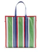 Matchesfashion.com Balenciaga - Bazar Medium Grained Leather Tote - Womens - Green Stripe