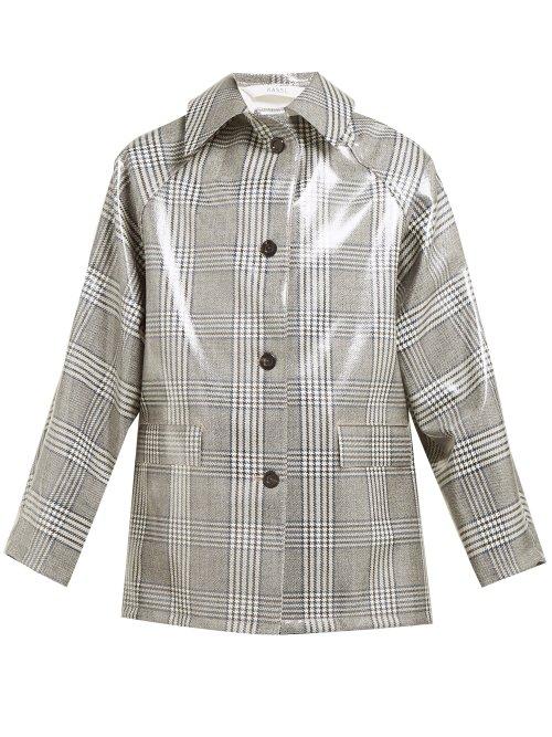 Matchesfashion.com Kassl Editions - Checked Lacquered Single Breasted Coat - Womens - Grey Multi