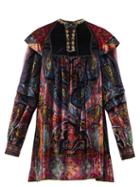 Etro - Paisley-print Velvet Mini Dress - Womens - Black Multi