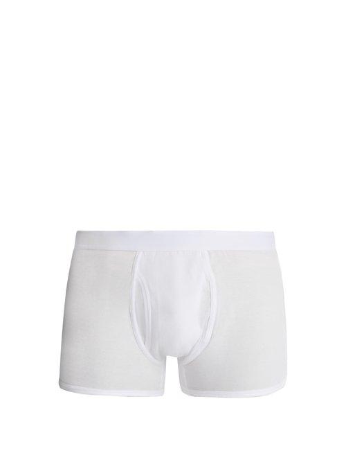Matchesfashion.com Comme Des Garons Shirt - Cotton Jersey Boxer Trunks - Mens - White