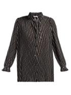 Matchesfashion.com Balenciaga - Ribbon Print Pliss Blouse - Womens - Grey Multi
