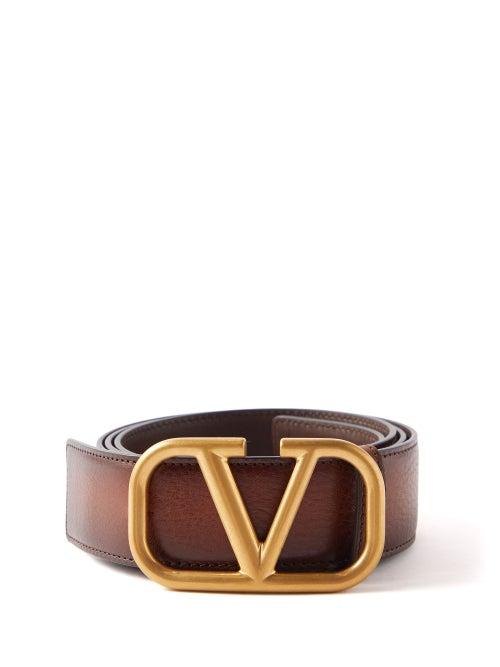Valentino Garavani - V-logo Leather Belt - Mens - Brown