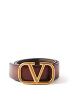 Valentino Garavani - V-logo Leather Belt - Mens - Brown
