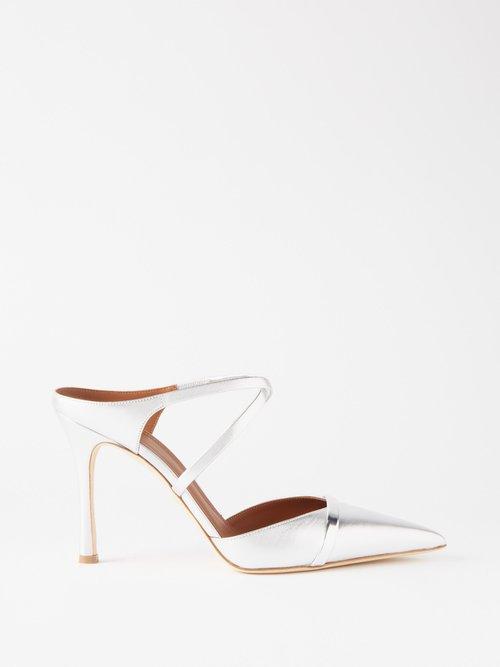 Malone Souliers - Yoanna 90 Metallic-leather Pumps - Womens - Silver