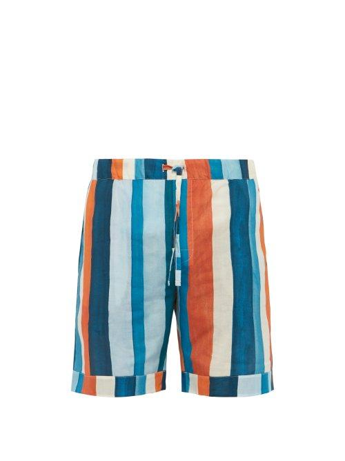 Matchesfashion.com Desmond & Dempsey - Stripe Print Cotton Poplin Pyjama Shorts - Mens - Multi