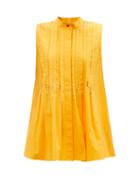Ladies Rtw Roksanda - Arusha Pleated Cotton-poplin Blouse - Womens - Yellow