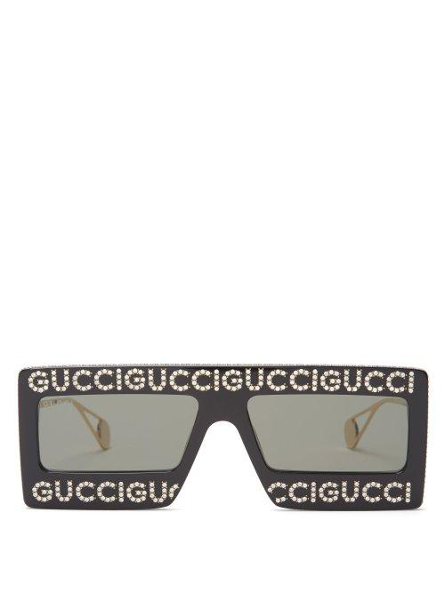 Matchesfashion.com Gucci - Hollywood Forever Embellished Sunglasses - Womens - Black