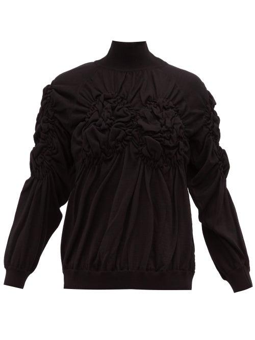 Matchesfashion.com Simone Rocha - Gathered Wool Blend Sweater - Womens - Black