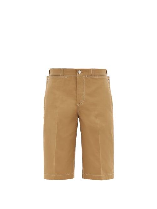 Matchesfashion.com Burberry - Topstitched Cotton Bermuda Shorts - Mens - Khaki