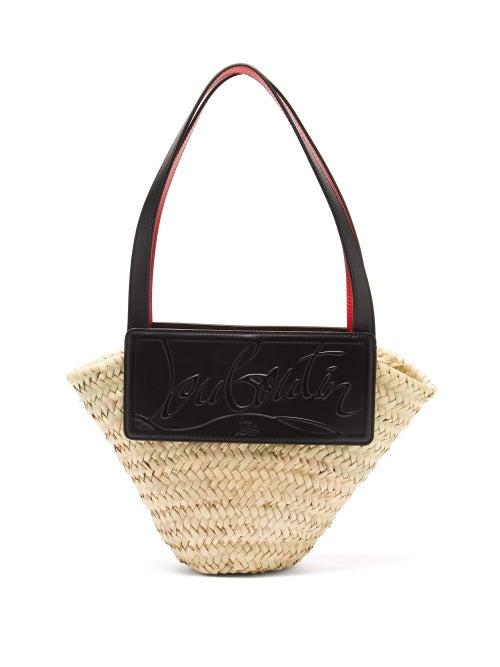 Matchesfashion.com Christian Louboutin - Loubishore Small Leather And Straw Basket Bag - Womens - Black Multi