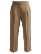 Matchesfashion.com Brunello Cucinelli - Straight Leg Cropped Cotton Blend Chino Trousers - Womens - Beige