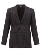 Matchesfashion.com Burberry - Single-breasted Checked Wool Suit Jacket - Mens - Black