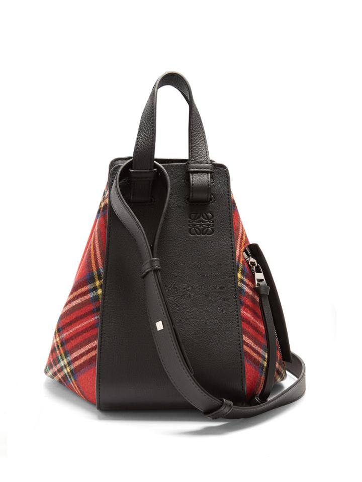 Loewe Hammock Small Tartan And Leather Tote