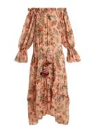 Matchesfashion.com Anjuna - Sofia Off The Shoulder Floral Print Dress - Womens - Pink Multi
