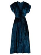 Masscob Deep V-neck Velvet Midi Dress