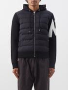 Moncler - Quilted-down Wool-blend Hooded Sweater - Mens - Black