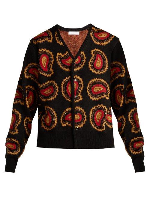 Matchesfashion.com Toga - Paisley Intarsia Knit V Neck Cardigan - Womens - Black Multi