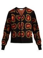 Matchesfashion.com Toga - Paisley Intarsia Knit V Neck Cardigan - Womens - Black Multi