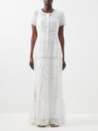 Loveshackfancy - Medina Lace-embroidered Cotton Shirt Dress - Womens - Optical White