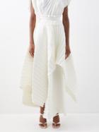 A.w.a.k.e. Mode - Asymmetric-hem Pleated Crepe Skirt - Womens - Ivory