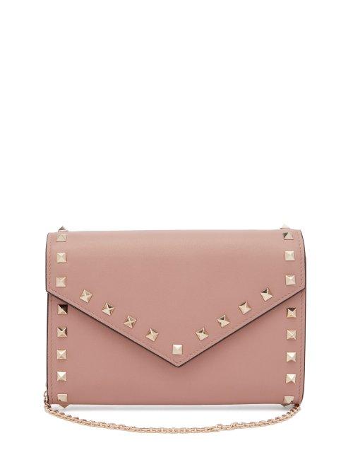 Matchesfashion.com Valentino - Rockstud Leather Envelope Clutch - Womens - Nude