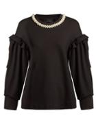 Matchesfashion.com Simone Rocha - Faux Pearl Embellishment Jersey Sweatshirt - Womens - Black