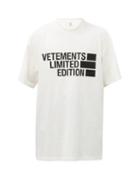 Mens Rtw Vetements - Limited Edition Logo-print Cotton-jersey T-shirt - Mens - White