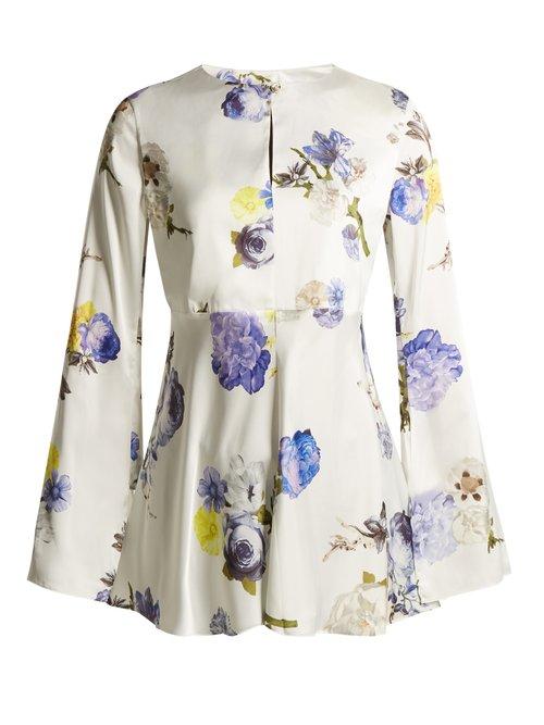 Matchesfashion.com Acne Studios - Bahari Open Back Floral Print Satin Top - Womens - Ivory Multi