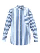 Victoria Beckham - Oversized Striped Cotton-poplin Shirt - Womens - Blue Stripe