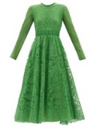 Giambattista Valli - Pleated Lace Midi Dress - Womens - Green