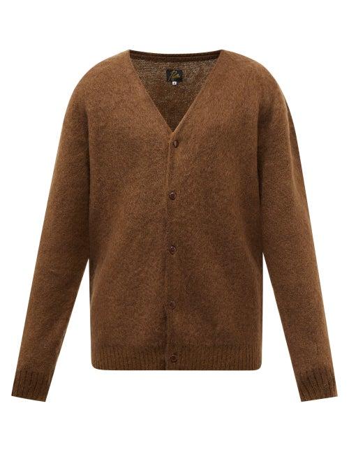 Needles - V-neck Mohair-blend Cardigan - Mens - Brown