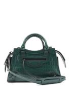 Matchesfashion.com Balenciaga - Neo Classic Small Crocodile-effect Leather Bag - Womens - Dark Green