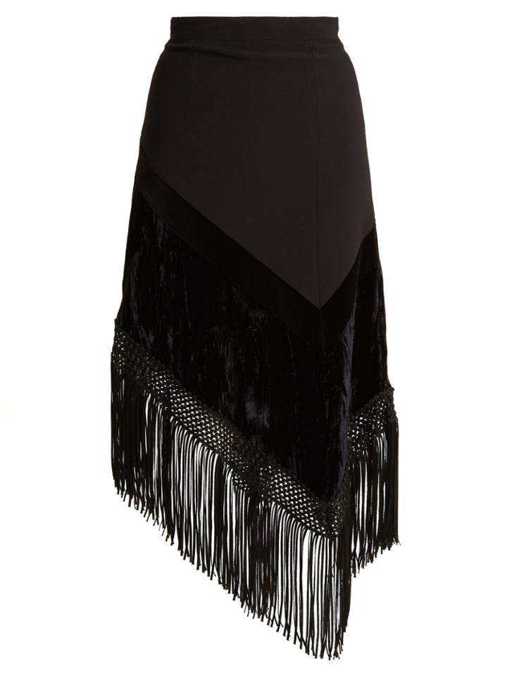 Andrew Gn Fringed-hem Asymmetric Crepe Skirt