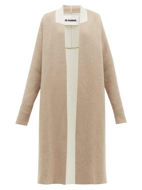 Matchesfashion.com Jil Sander - Two Tone Wool Blend Cardigan - Womens - Light Grey