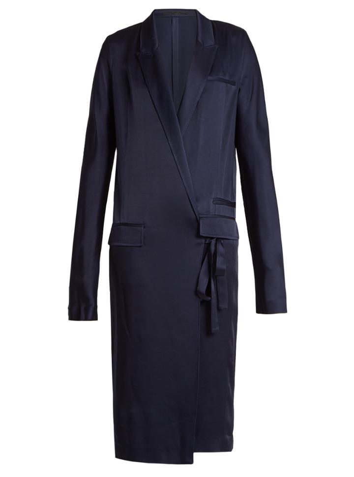 Haider Ackermann Kuiper Peak Lapel Tie-waist Satin Dress