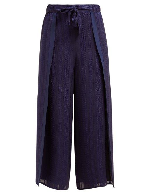 Matchesfashion.com Zeus + Dione - Psarou Silk Blend Jacquard Trousers - Womens - Navy