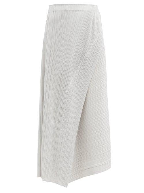 Matchesfashion.com Pleats Please Issey Miyake - Folded Technical-pleated Skirt - Womens - Light Grey