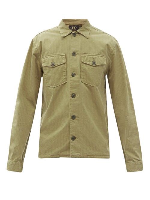 Matchesfashion.com Rrl - Barrow Patch-pocket Cotton-herringbone Shirt - Mens - Khaki