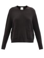 Allude - Eyeletted-sleeve Patch-pocket Cashmere Sweater - Womens - Black