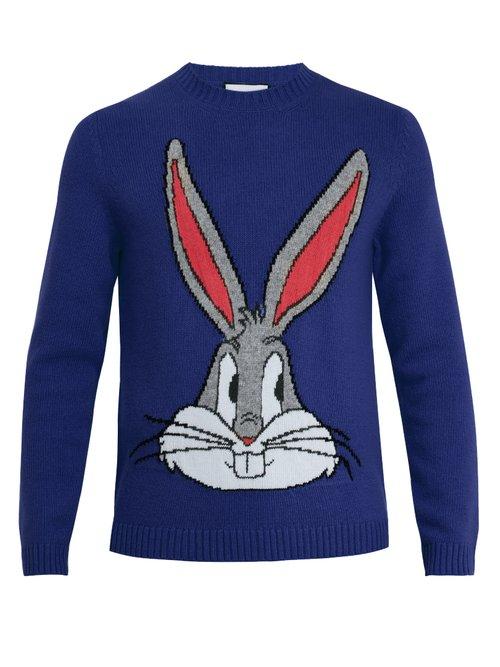 Matchesfashion.com Gucci - Bugs Bunny Wool Knit Sweater - Mens - Blue