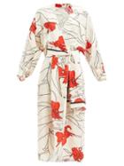 Matchesfashion.com Johanna Ortiz - Romantic Message Floral-print Crepe Wrap Dress - Womens - White Print