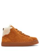 Matchesfashion.com Chlo - Lauren Suede And Shearling High-top Trainers - Womens - Brown